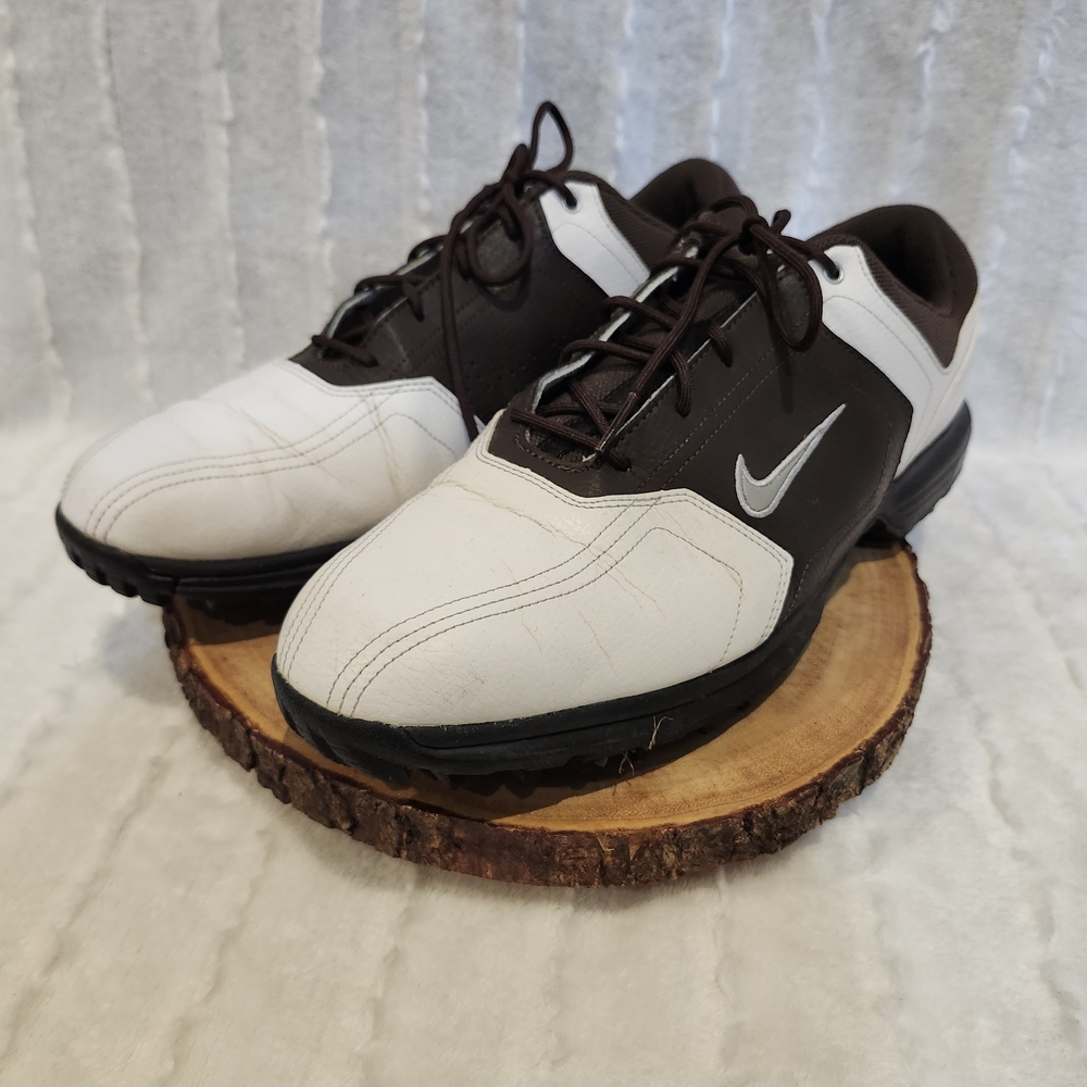 Nike Men's White and Brown Golf Shoes